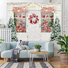 Lofaris Snow Christmas Tree Lights Balloon Window White Wall Backdrop