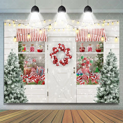 Lofaris Snow Christmas Tree Lights Balloon Window White Wall Backdrop