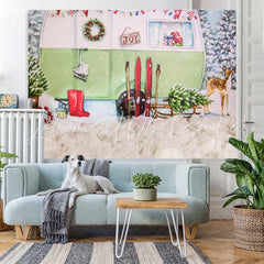 Lofaris Snow Fawn Sled Car Christmas Tree Party Backdrop for Kid