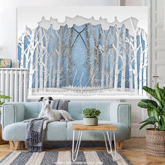 Lofaris Snow Forest Winter Wonderland Baby Shower Backdrop