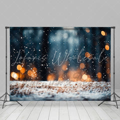 Lofaris Snow Ground Forest Bokeh Light Christmas Backdrop