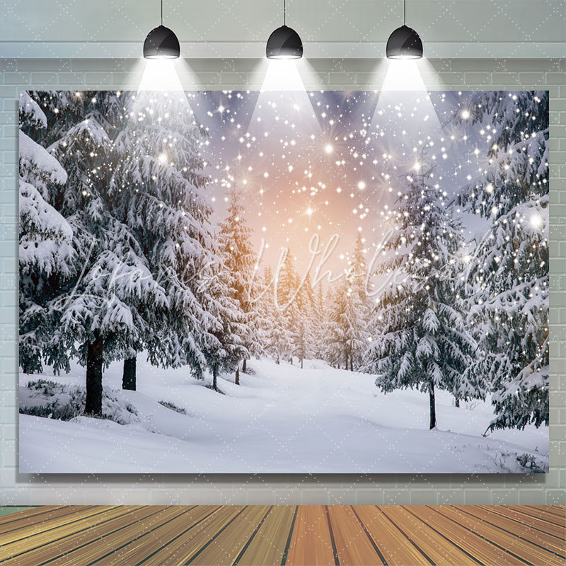 Lofaris Snow Landscape Pine Tree Forest Winter Backdrop