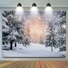 Lofaris Snow Landscape Pine Tree Forest Winter Backdrop