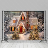 Lofaris Snow Pine Forest Christmas Tree Light Home Backdrop