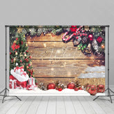 Lofaris Snow Pine Tree Leaves Wood Merry Christmas Backdrop