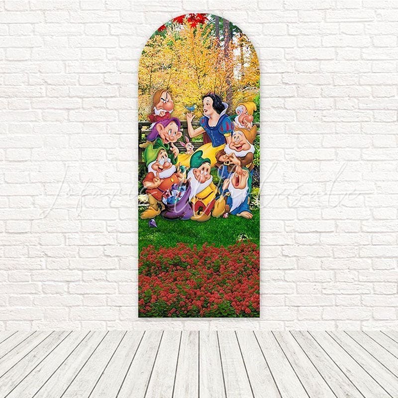 Snow White Dwarfs Magical Friends Arch Backdrop For Classic Theme Day