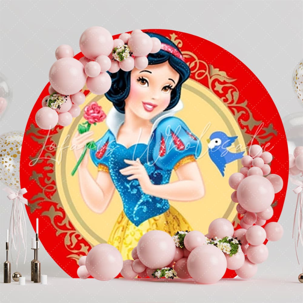 Snow White Princess Round Backdrop For Magical Party Decor