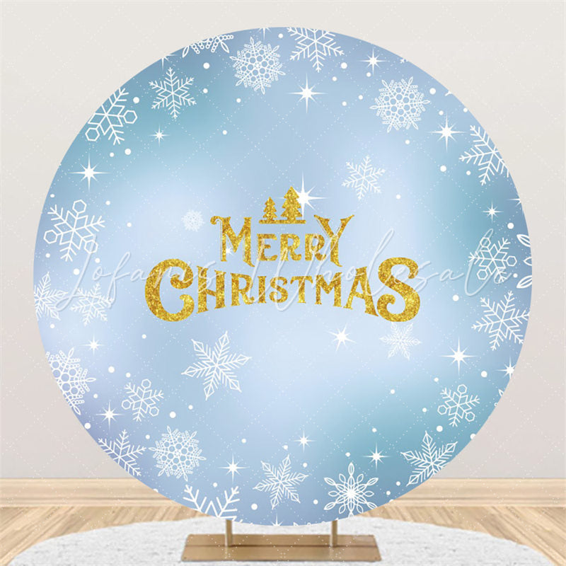 Lofaris Snowflake And Gold Merry Christmas Circle Backdrop