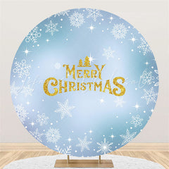 Lofaris Snowflake And Gold Merry Christmas Circle Backdrop