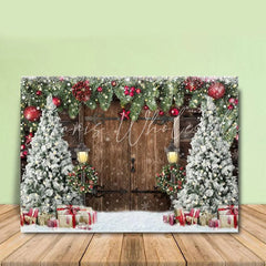 Lofaris Snowflake Light Christmas Tree Wooden Door Backdrop