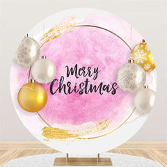 Lofaris Snowflake Light Pink Round Merry Chrismas Backdrop