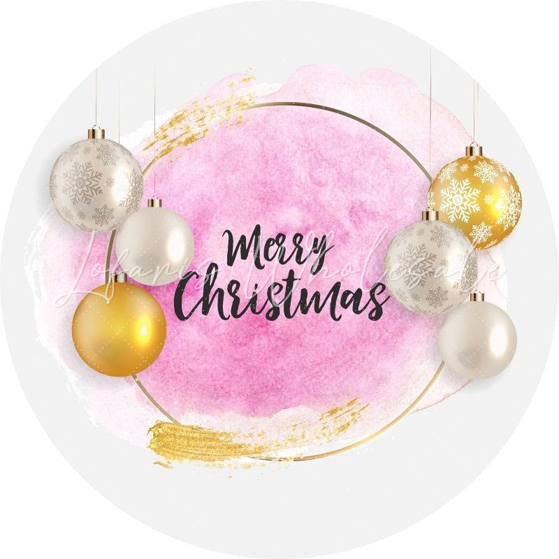 Lofaris Snowflake Light Pink Round Merry Chrismas Backdrop