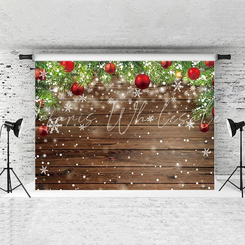 Lofaris Snowflake Red Balls Christmas Tree Glitter Dots Backdrops