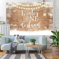 Lofaris Snowflake Winter Onederland Wooden Birthday Backdrop