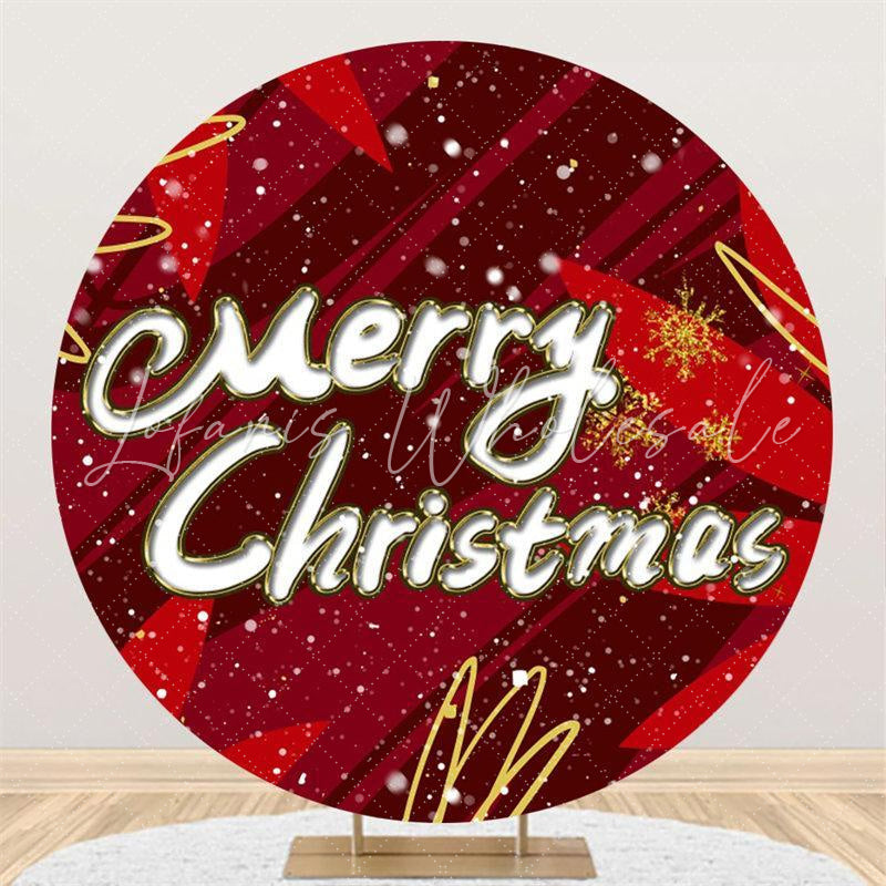 Lofaris Snowflake With Red Custom Round Merry Chrismas Backdrop
