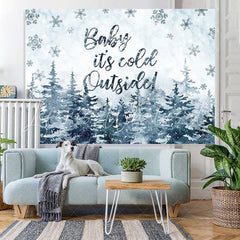 Lofaris Snowflake Forest Winter Photo Backdrop for Baby Shower