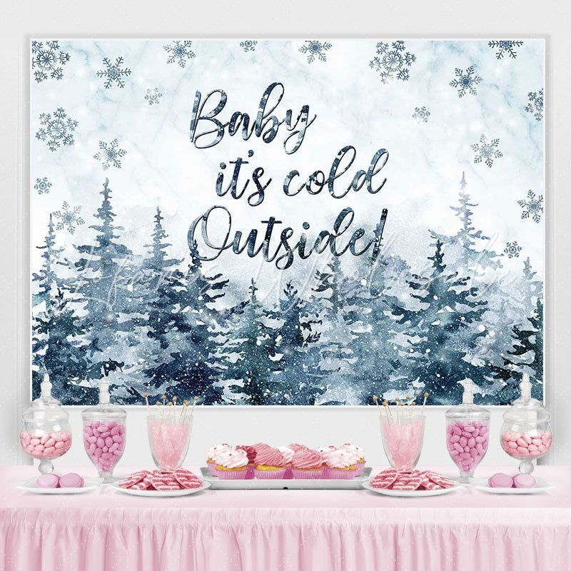 Lofaris Snowflake Forest Winter Photo Backdrop for Baby Shower