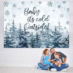 Lofaris Snowflake Forest Winter Photo Backdrop for Baby Shower