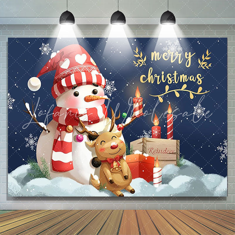 Lofaris Snowman Elk Candle Merry Christmas Photo Backdrop
