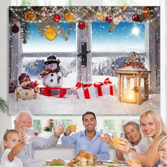 Lofaris Snowy And Glitter Christmas Balls Gifts Backdrop