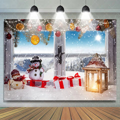 Lofaris Snowy And Glitter Christmas Balls Gifts Backdrop