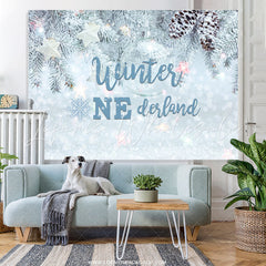 Lofaris Snowy Bokeh Christmas Themed Winter Onederland Backdrop