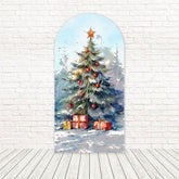 Snowy Christmas Tree Arch Backdrop For Magical Holiday Events