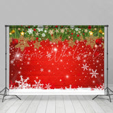 Lofaris Snowy Christmas With Shiny Star And Snowflake Backdrop