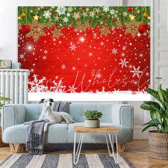 Lofaris Snowy Christmas With Shiny Star And Snowflake Backdrop