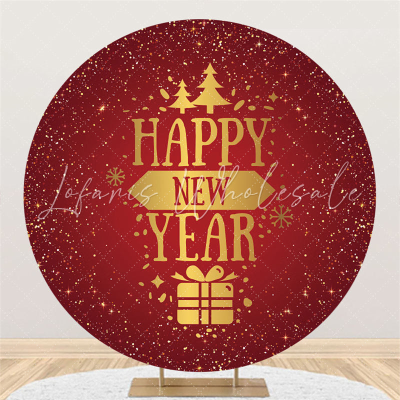 Lofaris Snowy Dots Gifts Happy New Year Round Holiday Backdrop