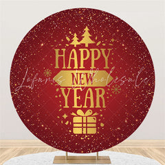 Lofaris Snowy Dots Gifts Happy New Year Round Holiday Backdrop