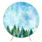 Snowy Forest Watercolor Round Backdrop for Winter Party