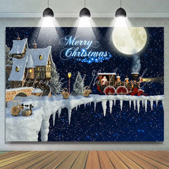 Lofaris Snowy House Night Santa Claus Merry Christmas Backdrop