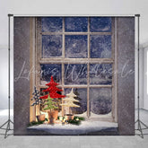 Lofaris Snowy Light Window Christmas Tree Photo Backdrop