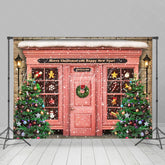 Lofaris Snowy Pink House Merry Christmas Happy New Year Backdrop