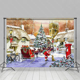 Lofaris Snowy Town Santa Claus Dog Merry Christmas Backdrop