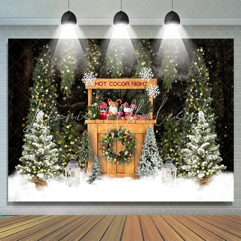 Lofaris Snowy Winter Hot Cocoa Night Theme Christmas Backdrop