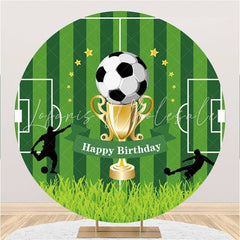 Lofaris Soccer And Field Round Happy Birthday Party Backdrop