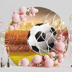 Soccer Ball in Net Round Backdrop for Sports Party Event