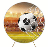 Soccer Ball in Net Round Backdrop for Sports Party Event