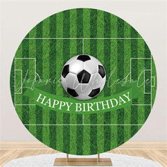 Lofaris Soccer With Green Field Happy Birthday Party Backdrop