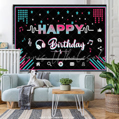 Lofaris Social Music Media Theme Happy Birthday Party Backdrop