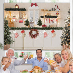 Lofaris Sock Wreath Christmas Tree Snow White Wall Backdrop