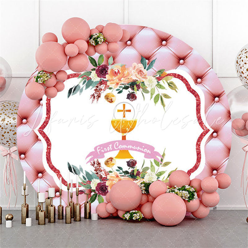 Lofaris Sofa Pattern First Holy Communion Birthday Round Backdrop
