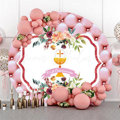 Lofaris Sofa Pattern First Holy Communion Birthday Round Backdrop