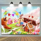 Lofaris Soft Cloud Sky Candy Land World Birthday Backdrop