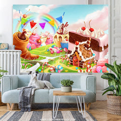 Lofaris Soft Cloud Sky Candy Land World Birthday Backdrop