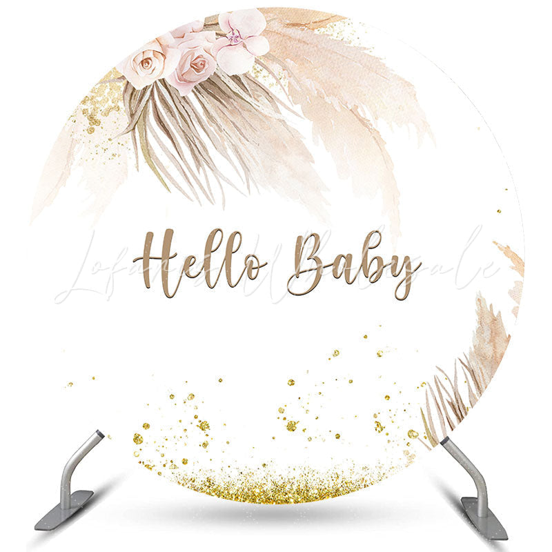 Lofaris Soft Light Pink Flowers Round Baby Shower Backdrop