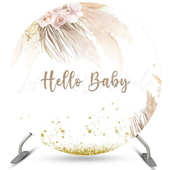 Lofaris Soft Light Pink Flowers Round Baby Shower Backdrop