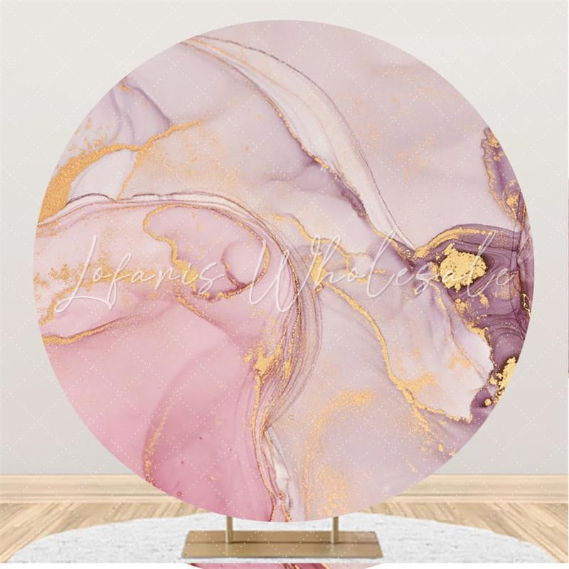 Lofaris Soft Pink Purple Line Artwork Round Abstract Backdrop